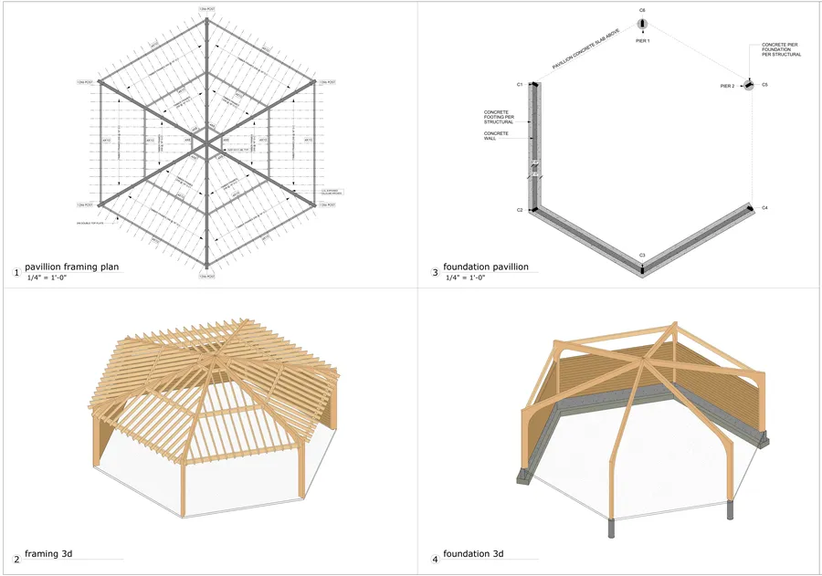 Deer Crest Park — pavilion framing and foundation plan