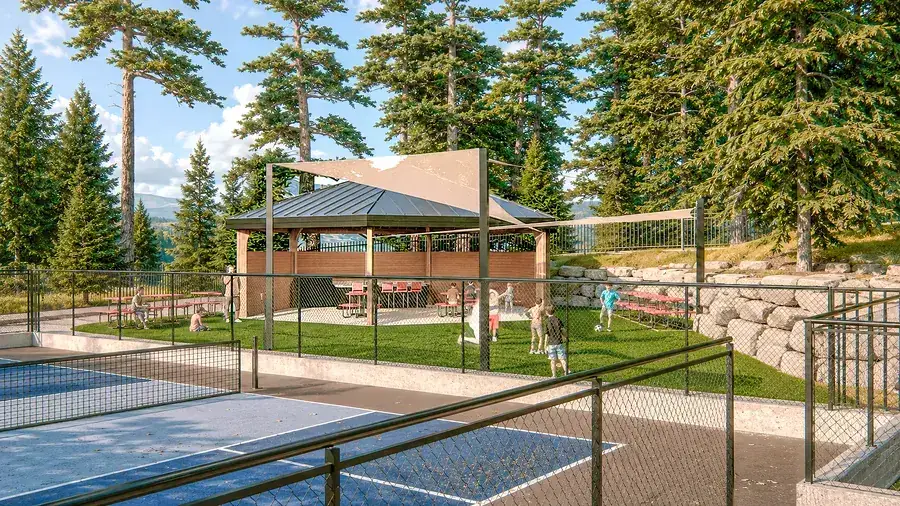 Deer Crest Park — pavilion and courts render